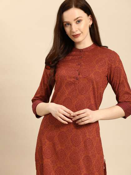 all about you Women Printed Straight Kurta