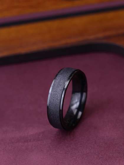Yellow Chimes Men Black
                    Stainless Steel Band Finger Ring