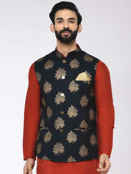 KISAH Men Printed Woven Nehru Jacket