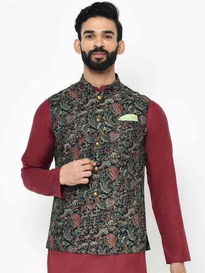 KISAH Men Printed Nehru Jacket