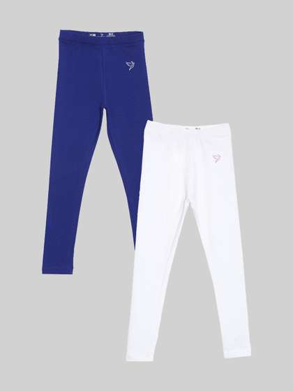 TWIN BIRDS Girls Pack
                      Of 2 Solid Pure Cotton Tailored-Fit Ankle-Length
                      Leggings