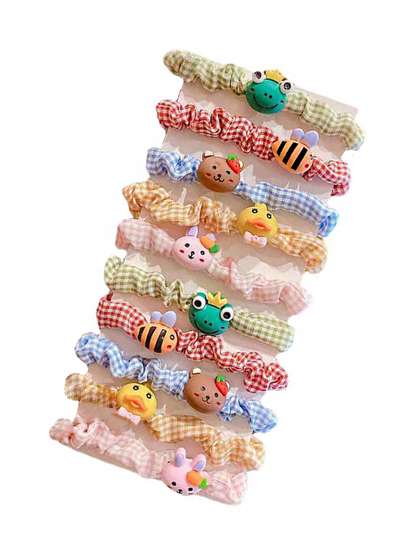 Yellow Chimes Girls Set
                    of 10 Multicoloured Ponytail Holders