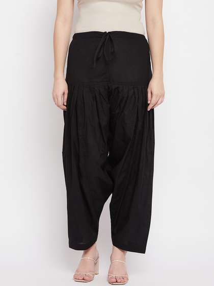 Clora Creation Women
                        Black Solid Loose-Fit Pure Cotton Salwar