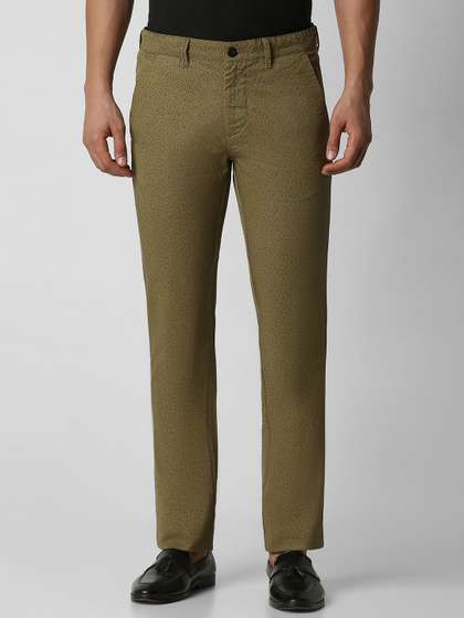 Van Heusen Men Olive
                        Green Slim Fit Trousers