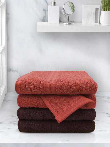 Aura Set Of 4 Solid 500 GSM Cotton Hand Towels
