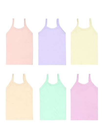 CARELOVE Girls Pack Of
                      6 Solid Multicoloured Pure Cotton Camisoles