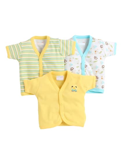 BUMZEE Infant Boys Pack Of 3 Printed Combed Cotton Jhabla