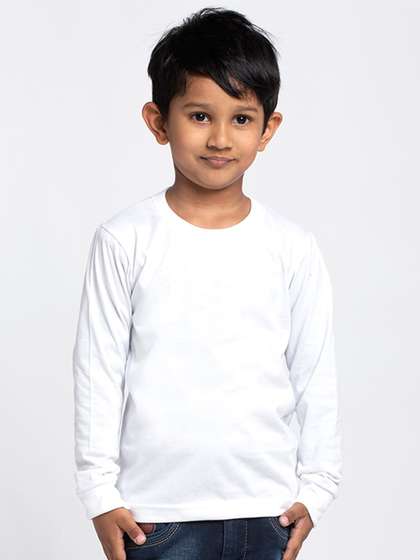 Friskers Boys White Solid T-shirt