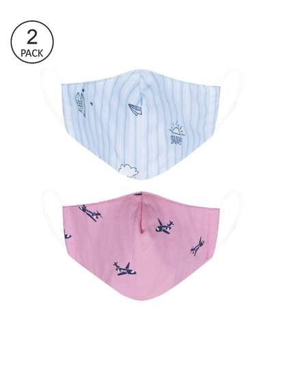 VEA Kids Pack of 2 Blue
                    & Pink 5 Layered Cotton Face Mask