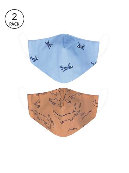 VEA Kids Pack of 2
                    Orange & Blue Printed Cotton 5 Layered Face
                    Mask