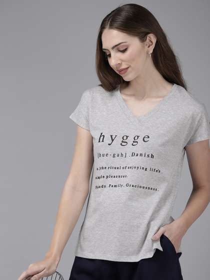 Van Heusen Typography
                      Printed V-Neck Short Sleeves Lounge Top