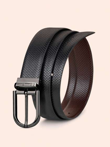 LOUIS STITCH Men Black
                    & Brown Reversible Textured Leather Formal Belt
