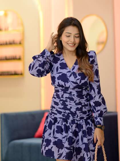 Tokyo Talkies Purple
                        Floral Mini Drop-waist Dress