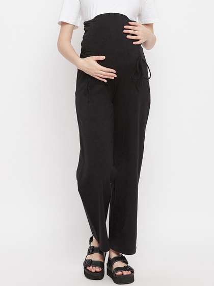 Hypernation Women
                        Black High-Rise Maternity Trousers