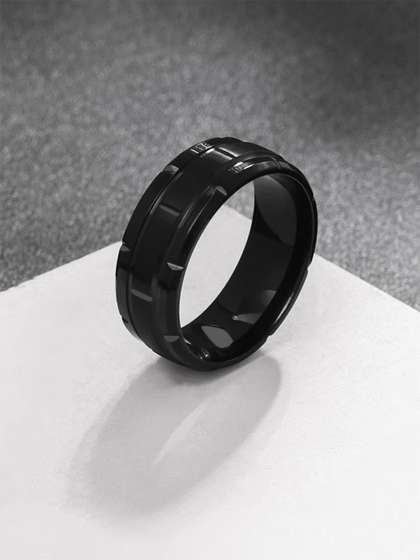 Yellow Chimes Men Black
                    Brick Pattern Finish Ring