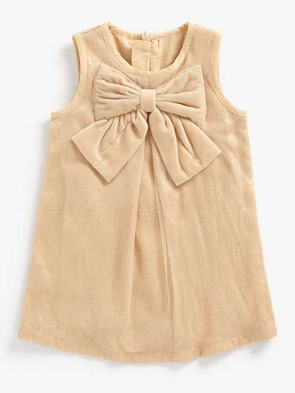 mothercare Girls Sequins
                    Embellished Pleated Bow Net Party A-Line Dress