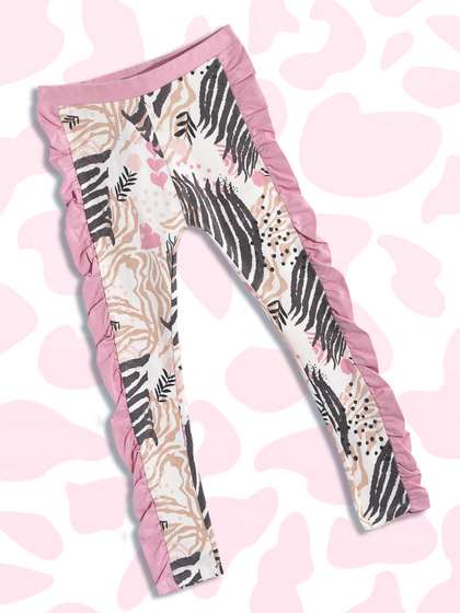 mothercare Girls Pink
                    & White Tropical Print Stretchable Leggings