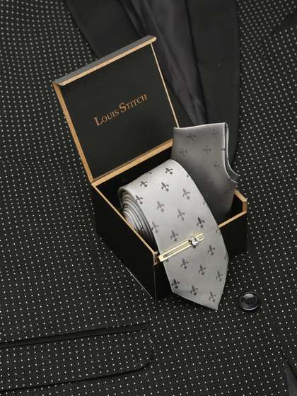 LOUIS STITCH Men Silk
                    Necktie Accessory Gift Set