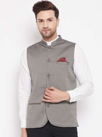 even Men Woven Design Nehru Jacket