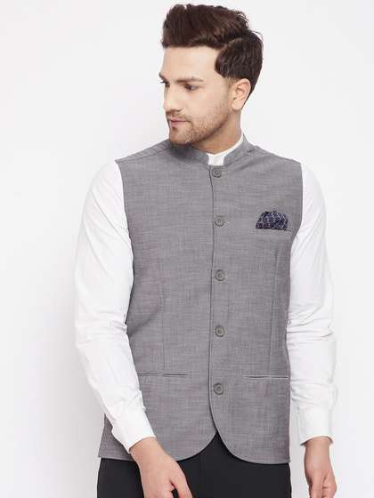 even Men Woven-Design Nehru Jacket