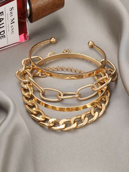 Jewels Galaxy Women
                        Gold-plated Set Of 4 Wraparound Bracelet