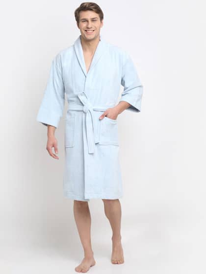 Creeva Blue Solid Bath Robe