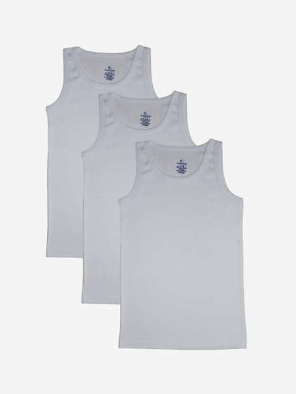 KiddoPanti Boys White
                    Pack Of 3 Solid Innerwear Vests