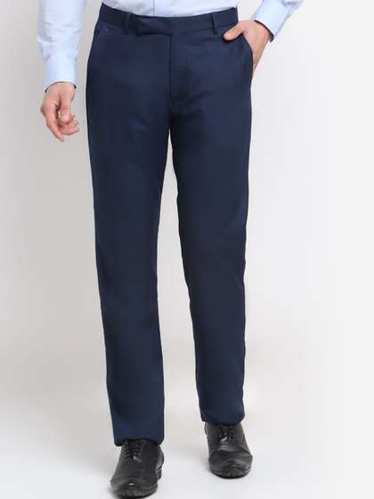 Cantabil Men Navy
                        Blue Original Pure Cotton Trousers
