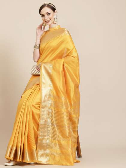 KALINI Yellow &
                        Golden Woven Design Saree