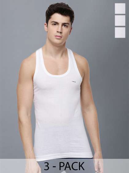 Dollar Lehar Men
                      Combed Cotton Round Neck Vest -Pack of 3- White
