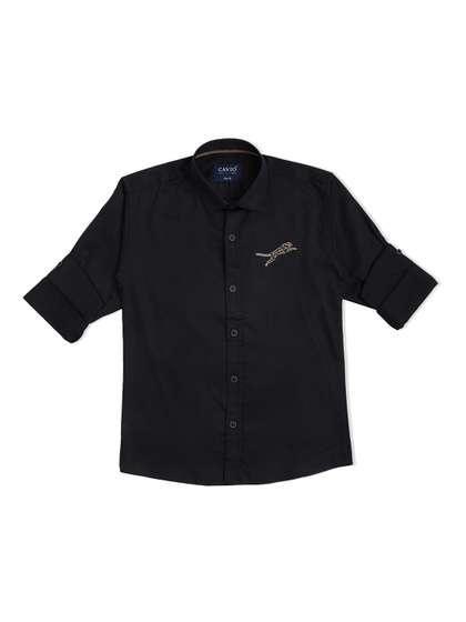 CAVIO Boys Black Regular
                    Fit Casual Shirt