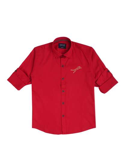 CAVIO Boys Red Solid
                    Casual Shirt