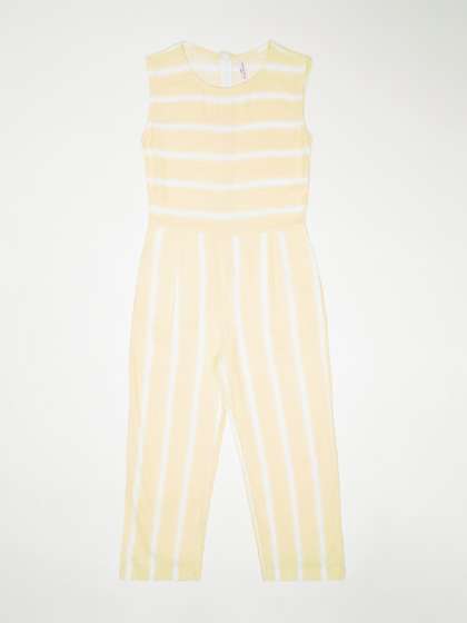 Crimsoune Club Girls
                    Yellow & White Striped Basic Jumpsuit