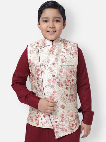 NAMASKAR Floral Printed Nehru Jacket