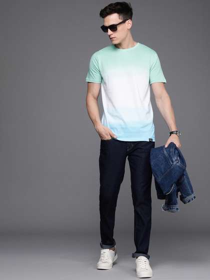 WROGN Men Green
                        & White Tie and Dye Pure Cotton Slim Fit
                        T-shirt