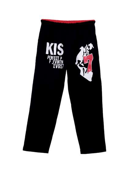 Fashionable Boys Black
                    & White Printed Cotton Track Pants