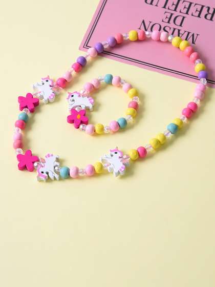 EL REGALO Girls Yellow
                    Pink Beaded Jewellery Set