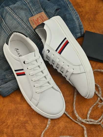 Mast &
                            Harbour Men White Striped Sneakers