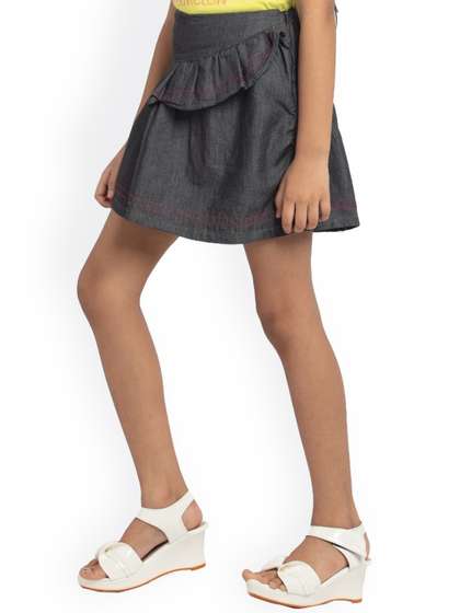 UNDER FOURTEEN ONLY Girl Denim Flared Skirts