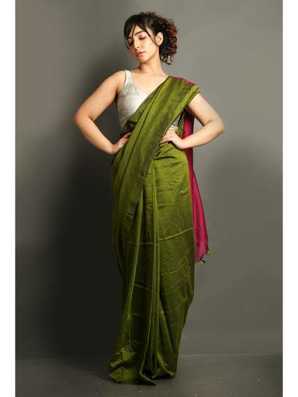 Charukriti Green
                        & Magenta Cotton Saree