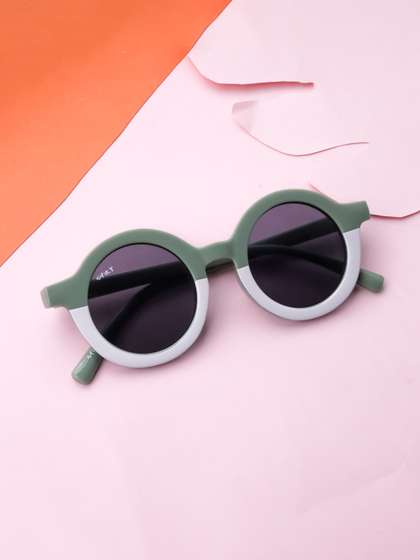 Spiky Unisex Kids Black
                    Lens & Green Round Sunglasses with UV Protected
                    Lens
