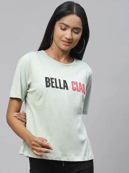 Price History of plusS Women Typography Cotton Tshirt from Myntra