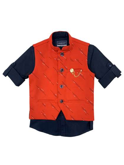 CHARCHIT Boys Printed Nehru Jacket