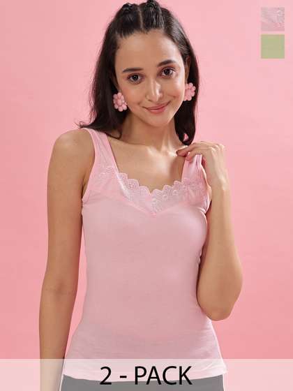 Dollar Missy Pack of
                        2 Combed Cotton Camisole MMBB-371-R3-LP-LG-PO2