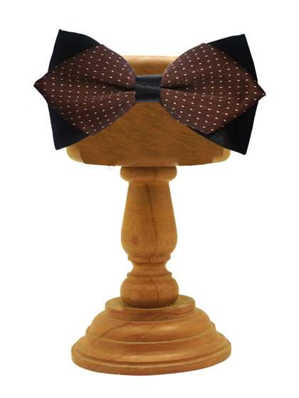MUTAQINOTI Men Brown
                      & Black Printed Bow Tie