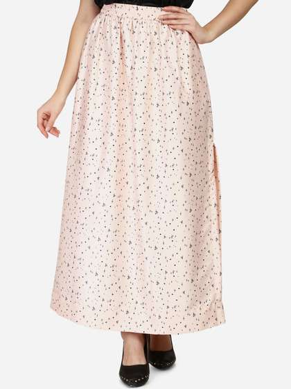 Smarty Pants Printed Flared Satin Skirts