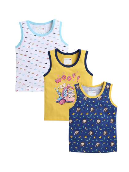 BUMZEE Infant Boys Pack of 3 Sleeveless Pure Cotton Innerwear Vests