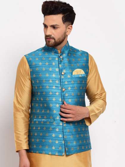 Badoliya & Sons Men Woven Design Woven Nehru Jackets
