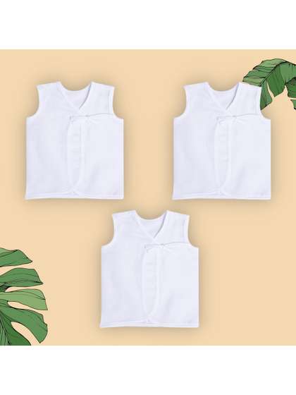 Baby Moo Kids Pack Of 3
                    White Solid Pure Cotton Jhablas