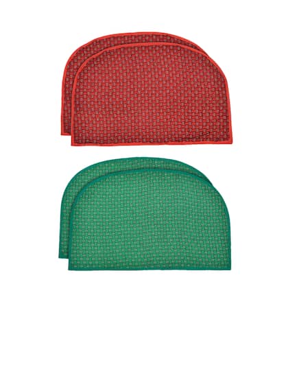 Kuber Industries Pack of 4 Red & Green Anti Skid Rubber Door Mat